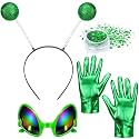 Coopay Green Alien Glitter Set w/Headband, Glasses, Gloves for Halloween