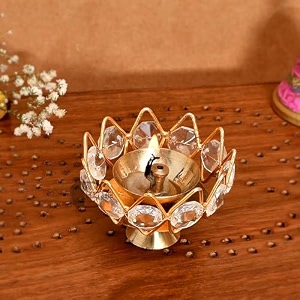 elegant crystal diya for home dcor  sparkling tealight holder for pooja festivals amp gifting  premium decorative diya for divine illumination  ideal for gifting 15 nag