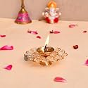Crystal Akhand Diya Oil Puja Lamp | Brass Diya for Puja | Decorative Flower Akhand Diya for Home Decor, Puja, Temple Artisan, Pooja Articles, Festive Decor &amp; Ideol for Gifting