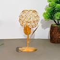 Round Crystal Akhand Diya Oil Puja Lamp | Brass Diya for Puja | Decorative Flower Akhand Diya for Home Decor, Puja, Temple Artisan, Pooja Articles, Festive Decor &amp; Ideol for Gifting