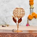 Brass Diya for Puja - Crystal Akhand Diya Oil Puja Lamp -Decorative Flower Diya for Home Office Gifts Pooja Articles Décor ( 17X7.5 cm)