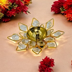 elegant crystal diya for home dcor  sparkling tealight holder for pooja festivals amp gifting  premium decorative diya for divine illumination  ideal for gifting 15 nag