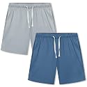 Cooraby 2 Pack Boys Pajamas Shorts with Drawstring Pockets Teens Pull-on Pajamas Shorts Sport Casual Shorts for Youth