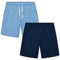 Cooraby 2 Pack Boys Pajamas Shorts with Drawstring Pockets Teens Pull-on Pajamas Shorts Sport Casual Shorts for Youth