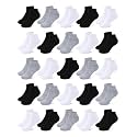 Cooraby 25 Pairs Kids' Low Cut Socks Half Cushion Sport Ankle Athletic Socks