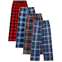 Cooraby 4 Pack Boys Plaid Pants with Pockets Elastic Waist Drawstring Printed Plaid Pants Christmas for Boys Girls