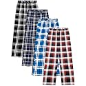 Cooraby 4 Pack Boys Plaid Pants with Pockets Elastic Waist Drawstring Printed Plaid Pants Christmas for Boys Girls