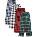 Cooraby 4 Pack Boys Plaid Pants with Pockets Elastic Waist Drawstring Printed Plaid Pants Christmas for Boys Girls