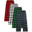Cooraby 4 Pack Boys Plaid Pants with Pockets Elastic Waist Drawstring Printed Plaid Pants Christmas for Boys Girls