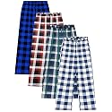 Cooraby 4 Pack Boys Plaid Pants with Pockets Elastic Waist Drawstring Printed Plaid Pants Christmas for Boys Girls