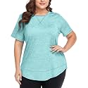 COOTRY Plus Size Workout Tops for Women Short Sleeve Athletic Yoga Shirts