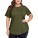 COOTRY Plus Size Workout Tops for Women Short Sleeve Athletic Yoga Shirts