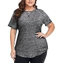 COOTRY Plus Size Workout Tops for Women Short Sleeve Athletic Yoga Shirts