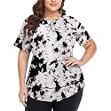 COOTRY Plus Size Workout Tops for Women Short Sleeve Athletic Yoga Shirts