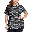 COOTRY Plus Size Workout Tops for Women Short Sleeve Athletic Yoga Shirts
