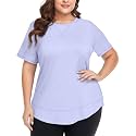 COOTRY Plus Size Workout Tops for Women Short Sleeve Athletic Yoga Shirts