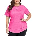COOTRY Plus Size Workout Tops for Women Short Sleeve Athletic Yoga Shirts