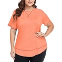 COOTRY Plus Size Workout Tops for Women Short Sleeve Athletic Yoga Shirts