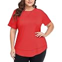 COOTRY Plus Size Workout Tops for Women Short Sleeve Athletic Yoga Shirts