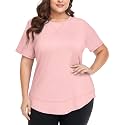 COOTRY Plus Size Workout Tops for Women Short Sleeve Athletic Yoga Shirts