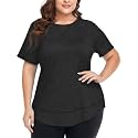 COOTRY Plus Size Workout Tops for Women Short Sleeve Athletic Yoga Shirts