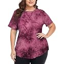 COOTRY Plus Size Workout Tops for Women Short Sleeve Athletic Yoga Shirts