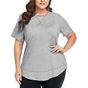 COOTRY Plus Size Workout Tops for Women Short Sleeve Athletic Yoga Shirts
