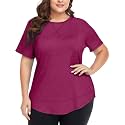 COOTRY Plus Size Workout Tops for Women Short Sleeve Athletic Yoga Shirts