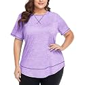 COOTRY Plus Size Workout Tops for Women Short Sleeve Athletic Yoga Shirts