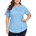 COOTRY Plus Size Workout Tops for Women Short Sleeve Athletic Yoga Shirts