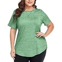 COOTRY Plus Size Workout Tops for Women Short Sleeve Athletic Yoga Shirts