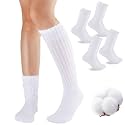 COOVAN Slouch Socks Women 4 Pairs Knee High Scrunch Cotton Soft Knit Cushion Extra Long Socks
