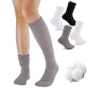 COOVAN Slouch Socks Women 4 Pairs Knee High Scrunch Cotton Soft Knit Cushion Extra Long Socks