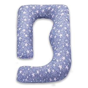 coozly g shape belly back pregnancy pillow  g shape maternity pillow with 100 cotton removable covers  g pregnancy sleeping pillow born star grey