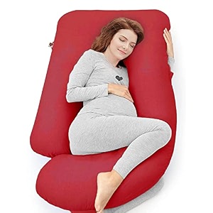coozly g shape belly back pregnancy pillow  g shape maternity pillow with 100 cotton removable covers  g pregnancy sleeping pillow crimson