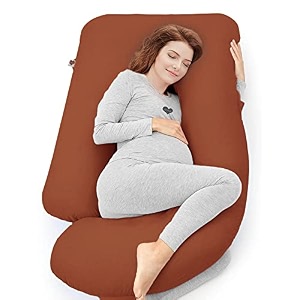 coozly g shape belly back pregnancy pillow  g shape maternity pillow with 100 cotton removable covers  g pregnancy sleeping pillow brick orange