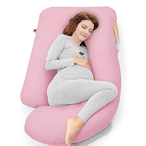 coozly g shape belly back pregnancy pillow  g shape maternity pillow with 100 cotton removable covers  g pregnancy sleeping pillow light pink