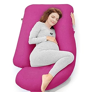 coozly g shape belly back pregnancy pillow  g shape maternity pillow with 100 cotton removable covers  g pregnancy sleeping pillow fuschia pink