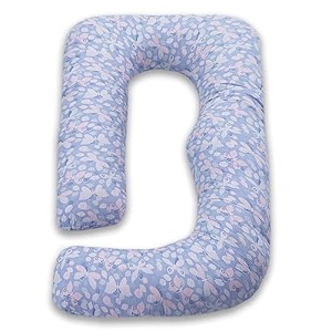 coozly g shape belly back pregnancy pillow  g shape maternity pillow with 100 cotton removable covers  g pregnancy sleeping pillow bue butterfly