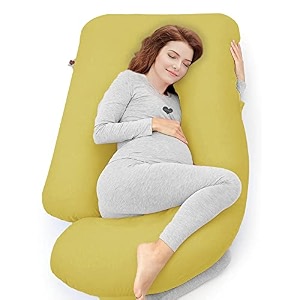 coozly g shape belly back pregnancy pillow  g shape maternity pillow with 100 cotton removable covers  g pregnancy sleeping pillow yellow