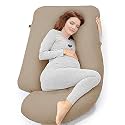 COOZLY G Shape Belly Back Pregnancy Pillow | G Shape Maternity Pillow with 100% Cotton Removable Covers | G Pregnancy Sleeping Pillow (Mellow Beige)