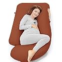 COOZLY G Shape Belly Back Pregnancy Pillow | G Shape Maternity Pillow with 100% Cotton Removable Covers | G Pregnancy Sleeping Pillow (Brick Orange)