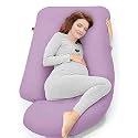 COOZLY G Shape Belly Back Pregnancy Pillow | G Shape Maternity Pillow with 100% Cotton Removable Covers | G Pregnancy Sleeping Pillow (Lavender)