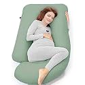 COOZLY G Shape Belly Back Pregnancy Pillow | G Shape Maternity Pillow with 100% Cotton Removable Covers | G Pregnancy Sleeping Pillow (Sage Green)