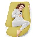 COOZLY G Shape Belly Back Pregnancy Pillow | G Shape Maternity Pillow with 100% Cotton Removable Covers | G Pregnancy Sleeping Pillow (Yellow)