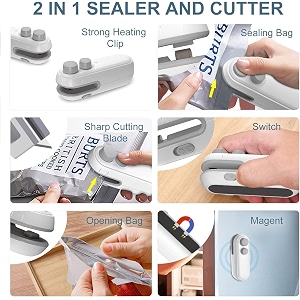 portable mini sealing machine handheld packet sealer for food snacks chips fresh storage plastic bags sealing machine multi color
