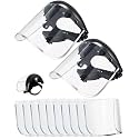 Copkim 2 Safety Face Shield for Grinding and Cutting with 10 Replacement Clear Visor Full Impact Resistant Face Shield Protection Mask for Work Construction Weed Whacking Woodworking (Aluminum Edge)