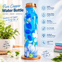 copper Antique Blue Flower Design Pure Copper