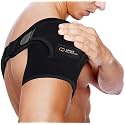 Copper Compression Recovery Shoulder Brace - Immobilizer for Torn Rotator Cuff, AC Joint Pain Relief, Dislocation, Arm Stability, Injuries, Tears - Adjustable Fits Men, Women - Black Plus Size - L/XL