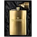 Copper Flask for Liquor for Men: 8oz Flask + Funnel + Pouch + Deluxe Gift Box Set. Copper Gifts for 7th Anniversary for Him. Men's Hip Flask. Engraved WellDeserved
